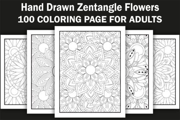 100 Hand Drawn Flowers Coloring Book