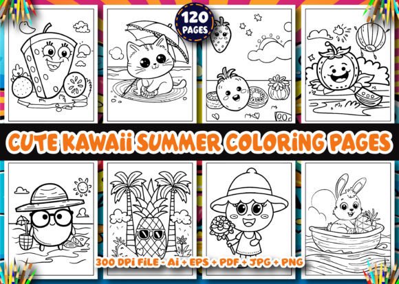 120 Cute Kawaii Summer Coloring Pages: A Versatile Digital Asset for Creators, Educators, and Entrepreneurs