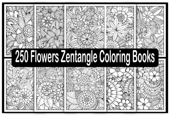 250 Flowers Zentangle Coloring Books