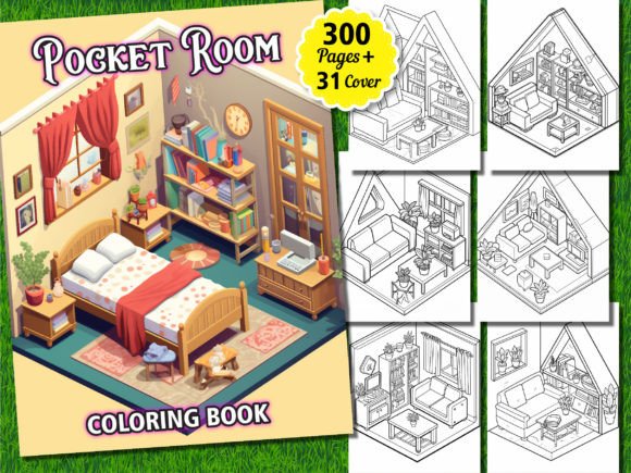 300 Pocket Room Coloring Pages for Adult