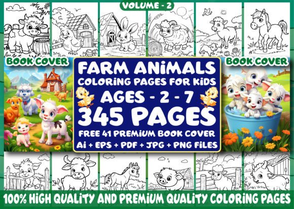 345 Farm Animals Coloring Pages for Kids