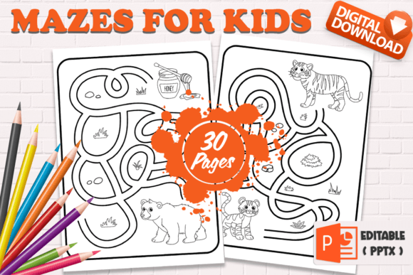Animals Mazes for Kids 3-5 Activity Book