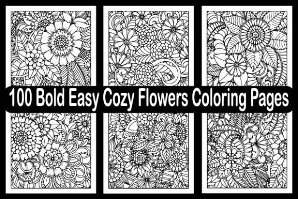 Bold Easy Cozy Flowers Coloring Pages