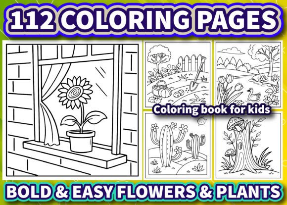 Bold Easy Flowers Plants Coloring Book