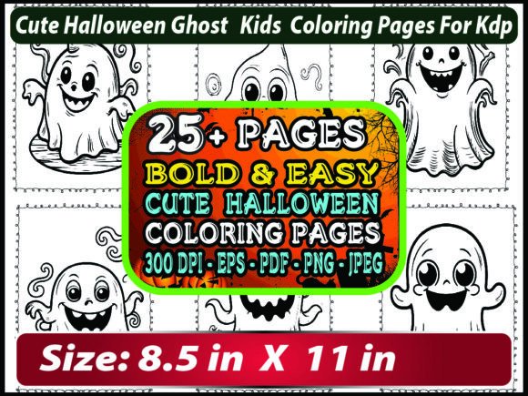 Cute Ghost Kids Coloring Book Pages
