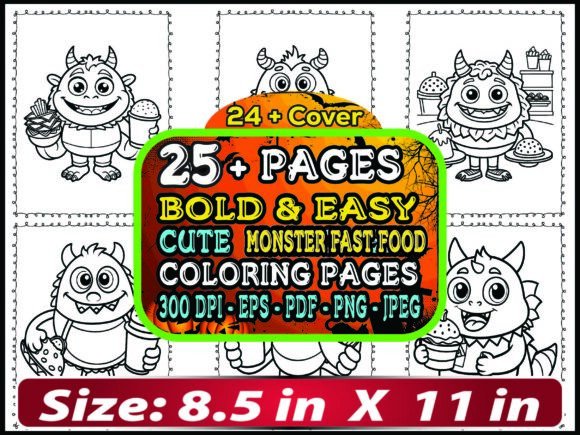 Cute Monster Fastfood Coloring Pages