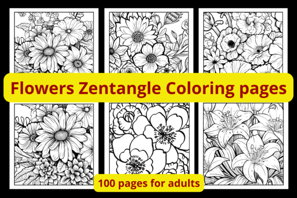 Flowers Zentangle Coloring Pages