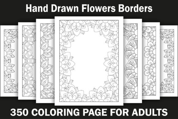 Hand Drawn Flowers Borders ColoringBook
